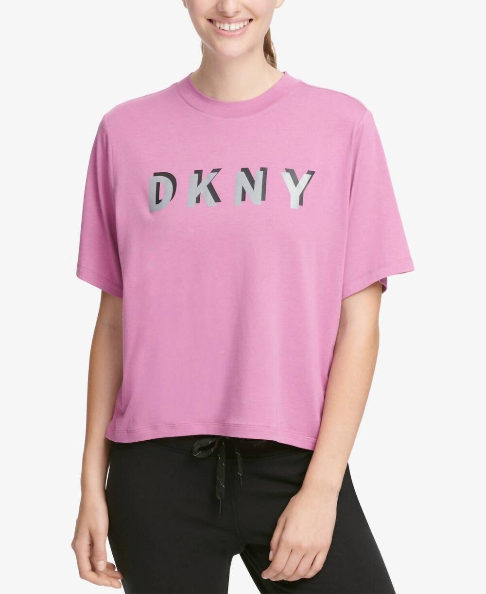 NEW DKNY sport logo cropped t-shirt in light peony